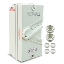 Enclosed Motor Disconnect Switch 20A 440V AC, 4 Pole Heavy Duty Safety Isolation Switch, IP65 Waterproof 4 Phase Disconnect Breaker Box for Generator Boat and Welding