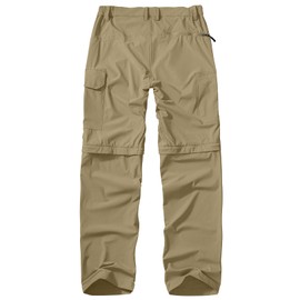 Men's Hiking Convertible Work Pants Cargo Zip Off Lightweight Quick Dry Stretch Pants Summer Fishing Travel Outdoor, 6251, Khaki, 30