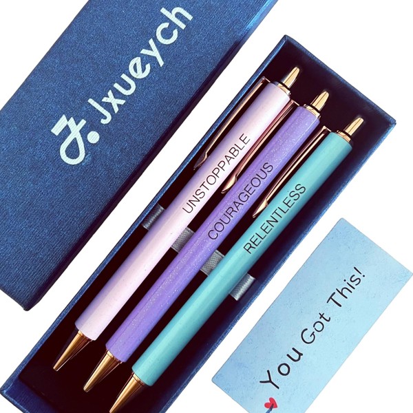 Jxueych Fancy Pastel Metal Pen Set with Inspirational Motivational Quotes