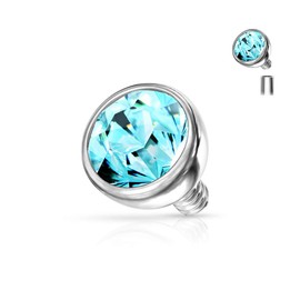 Paula & Fritz® Dermal Anchor Attachment Crystal Various Colours Sizes and Thicknesses 316L Surgical Steel Skin Anchor Skin Diver Implant Ball, Stainless Steel, Crystal