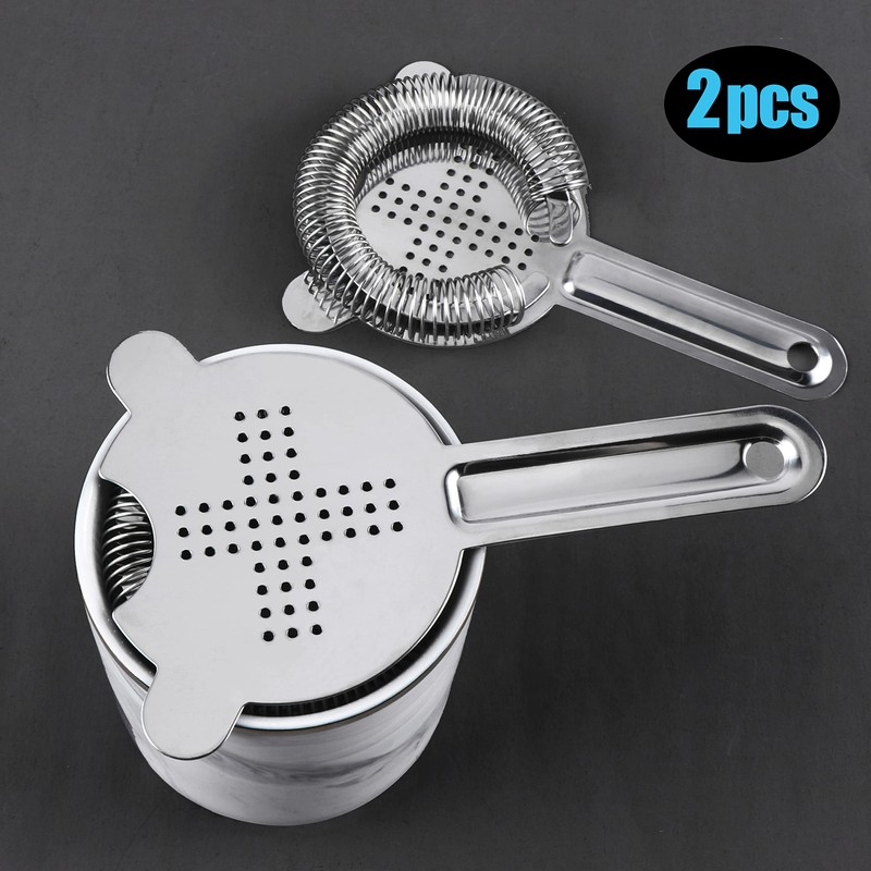 2 x Bar Strainer Cocktail Stainless Steel Cocktail Strainer Fine