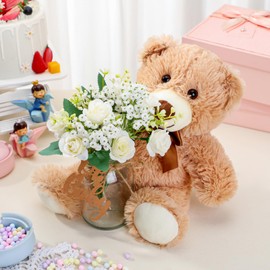 Sliner 37 Pcs Bear Baby Shower Decorations Baby Shower Table Centerpieces with Mason Jars Bears Centerpieces Roses Bouquet Tags Burlap Rope for Gender Reveal Party Decoration