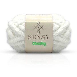 Sensy Chunky Yarn, Blanket Yarn, Chenille Yarn, Yarn for Crocheting, 7 oz, 28 Yards, Gauge 7 Jumbo (White)