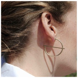 Yheakne Boho Circle Bar Ohrstecker Gold Hohler Kreis Tropfen Ohrringe Vintage Offener Kreis Ohrringe Minimalistisch Geometrische Stick Ohrringe Schmuck für Frauen und Mädchen (Gold)