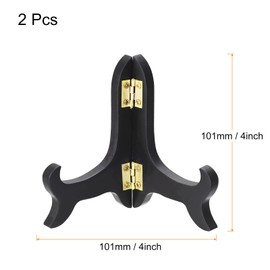 sourcing map 2pcs 4" Easel Plate Holder, Wooden Folding Display Stand Black for Decorative Picture Frame