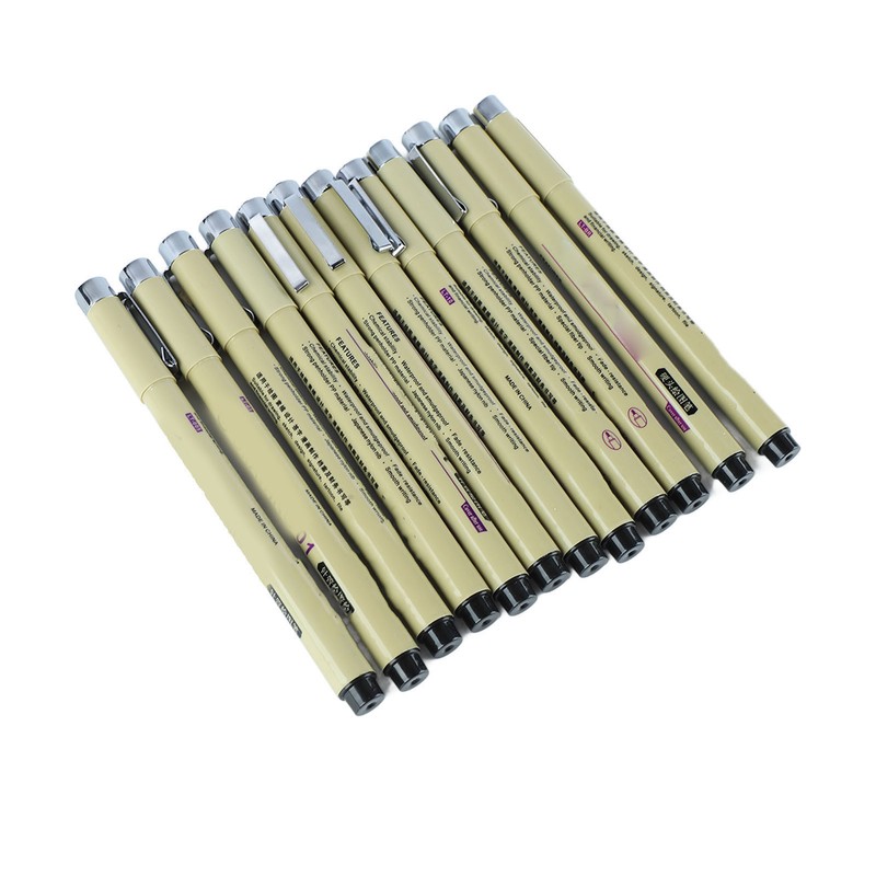 12pcs Waterproof Fine Tip Pens Quick Drying Smoothly Writing Nylon