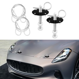 QZTYTY Hood Pins Kit for Car, Hood Lock Pins, Stainless Steel Hood Pin Lock Clip with Racing Lanyard for Fixing Car Hood Cover, Car Modified Accessory Hood Pin Plate Lock Fit Most Vehicles (Black)