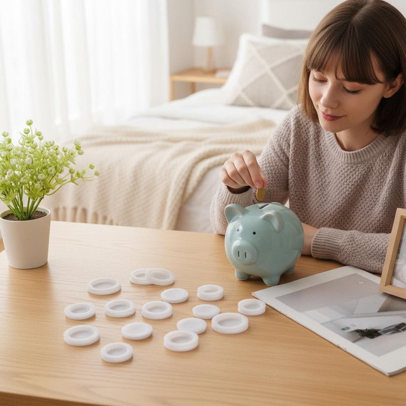 20 Pieces Piggy Bank Stopper, White Silicone Savings Box Bottom