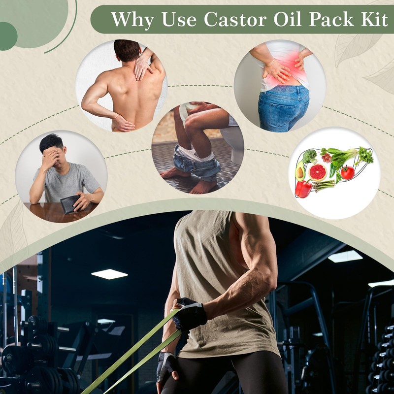 TrelaCo 8 Pcs Castor Oil Pack Wrap for Men Castor