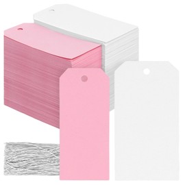 KOHAND 500 PCS Clothing Hangs Tags, Pink Price Retail Tags with Strings, Blank Marking Label Tags for Sales, Retail