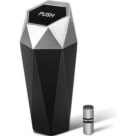 HOTOR Car Trash Can with Lid - 1 Pack, Car Accessories for Interior, Leakproof Vehicle Garbage Can with 15 Attached Trash Bags, Multipurpose Organizers and Storage for Home, Office, Silver