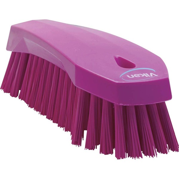 Vikan 38901 Hand-Held Scrub Brush, Polypropylene, Polyester Bristle, 8", Pink