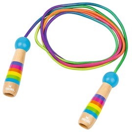 moses. Rainbow Skipping Rope, Adjustable Skipping Rope for Kids, Colorful Bounce Rope with Wooden Handles, Trains Endurance, Strength and Fitness