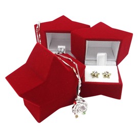 Christmas Jewelry Gifts Boxes For Jewelry Display Earrings Ring Necklace, Small Necklace Gift Box Red Velvet Necklace Box for Jewellery Packaging Necklace Box Gift Bulk Necklace Box Gift (Red Star)