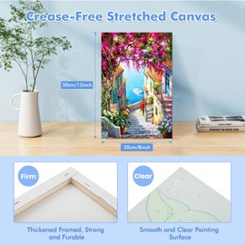 Lxmsja Landscape Paint by Numbers Kit for Adults Beginner Children with Frame, Adult Kids' Paint by Numbers Kits on Canvas, Color by Numbers for Adults, Gifts for Women Home Decor, 8x12in