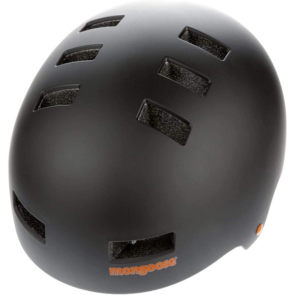 Mongoose Urban Youth/Adult Hardshell Helmet for Scooter, BMX, Cycling and Skateboarding, Mens and Womens, Kids 8+ Years Old, Black/Orange, Medium/56-59cm