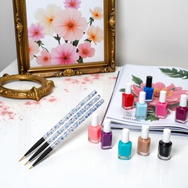 3Pcs Blue Nail Art Liner Brushes Nail Art Supplies UV Gel Painting Acrylic Nail Art Brushes for Home Salon Valentine's Day/Mother's Day/Wedding/Anniversary/Christmas/Birthday Gifts Nail Art Brushes