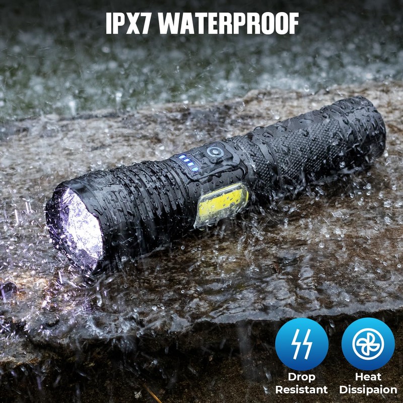 Flashlights LED High Lumens Rechargeable, High Lumen Super Bright Flashlight,