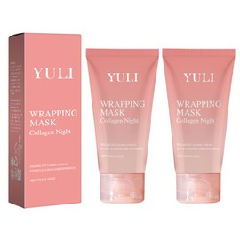 YULI collagen night wrapping mask, Overnight collagen face mask Easy Peel Off Facial Mask Skin Care night mask 2.54 fl.oz (2pcs)