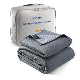 YnM Thermoregulating Blanket for Couples, Suit for Hot Sleeper and Cold Sleeper in One Bed(King/CA King, 90x108 inches, Blue)