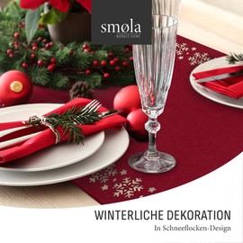 smøla Design Table Runner Christmas I Winter Table Runner Red Felt as Decoration 100 x 30 cm I Table Decoration Modern I Felt Runner Christmas Table Runner Tablecloth Christmas Decoration