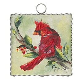 The Round Top Collection - Mini Rozie's Snowy Cardinal Wreath - Metal and Wood