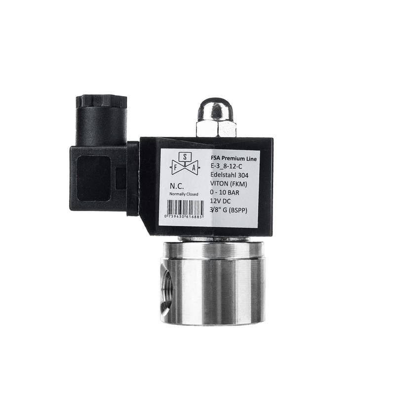 FSA Viton Solenoid Valve 304 3/8 Inch 12 V DC