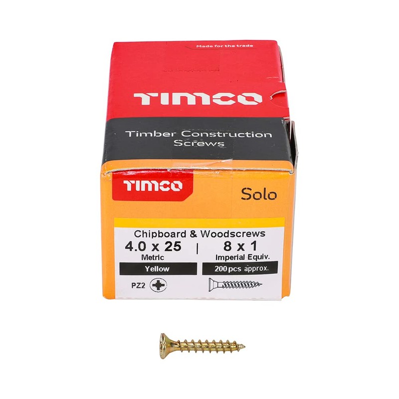 TIMCO Solo Chipboard & Woodscrews - Gold - 4.0 x