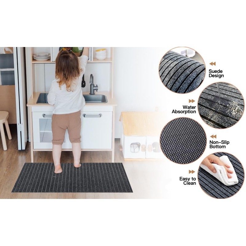 Kitchen Mat for Floor, Anti-Slip Kitchen Rug, Washable Kitchen Floor