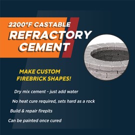 Rutland Castable Refractory Cement 12.5 Pound - High Temperature Fireplace & Woodstove Fire Cement - Cast Custom Fire Brick, Refractory Panels & Fire Pits, Pizza Ovens