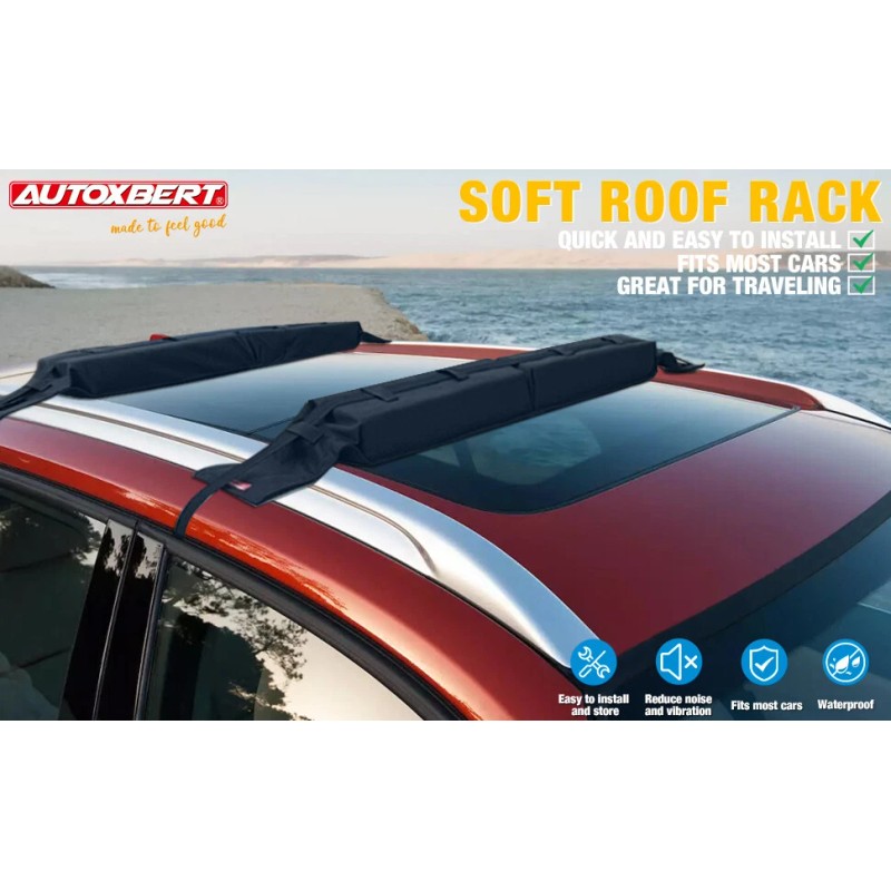 AUTOXBERT Universal Foldable Car Roof Rack Soft Pads With Straps