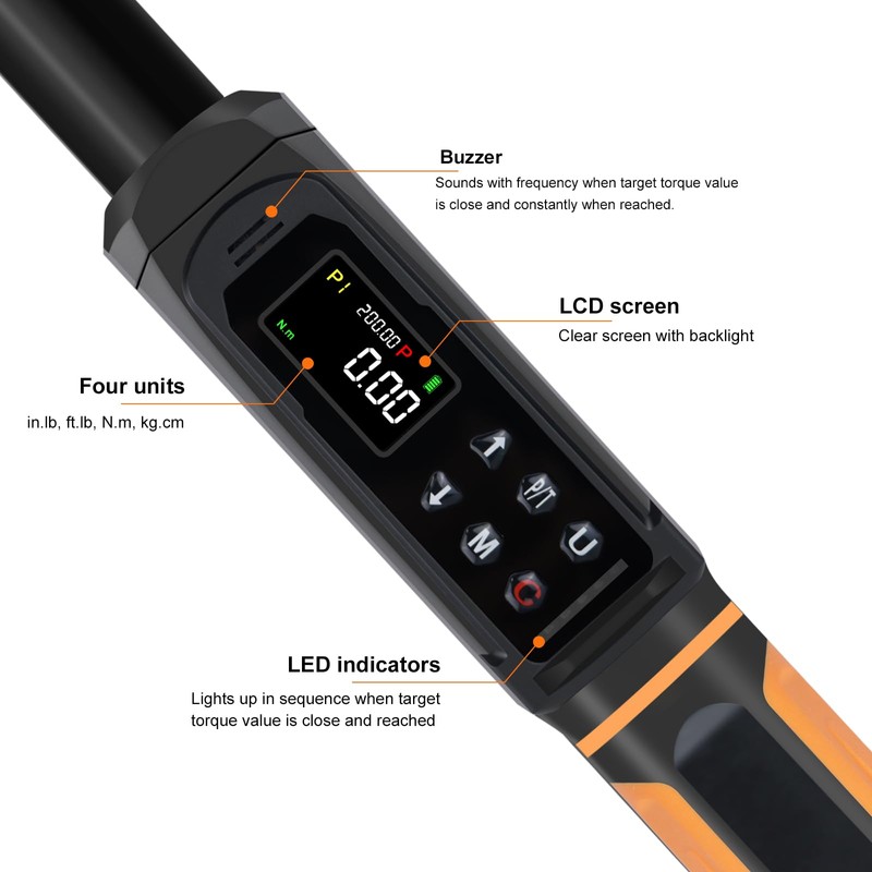 Uharbour Digital Torque Wrench 1/2 Drive, 2.2-147.5 Ft.lb, 1/2 Digital