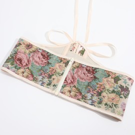 XquiziFit Renaissance Corset Belt for Women Wide Waist Belt Lace-up Floral Corset Underbust Corset Yellow 12 * 77