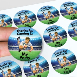 AK Giftshop Rugby Thank You Birthday Party Stickers for Party Bags & Sweet Cones (48 Stickers)