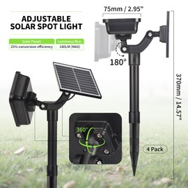 LUMLLSAJI Solar Spot Lights Outdoor, 6 Pack Landscape Spotlights 3 Lighting Modes IP65 Waterproof Adjustable Solar Panel House Light for Yard Garden