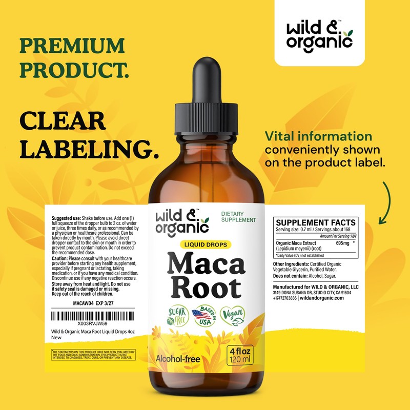 Wild & Organic Maca Root Liquid Drops for Men &