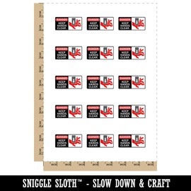 Danger Keeps Hands Clear Safety Equipment Warning Temporary Tattoo Water Resistant Fake Body Art Set Collection - 15 2" Tattoos (1 Sheet)