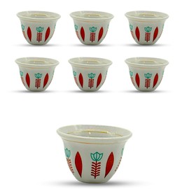 Generic Premium Porcelain Arabic Turkish Greek Coffee Cup Set 1.5 oz - (blue/red/green) (6, red)