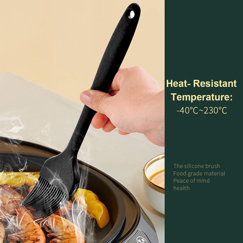 MIFASOO 2 Pack Heat Resistant Silicone Basting Brush,Black Long Handle