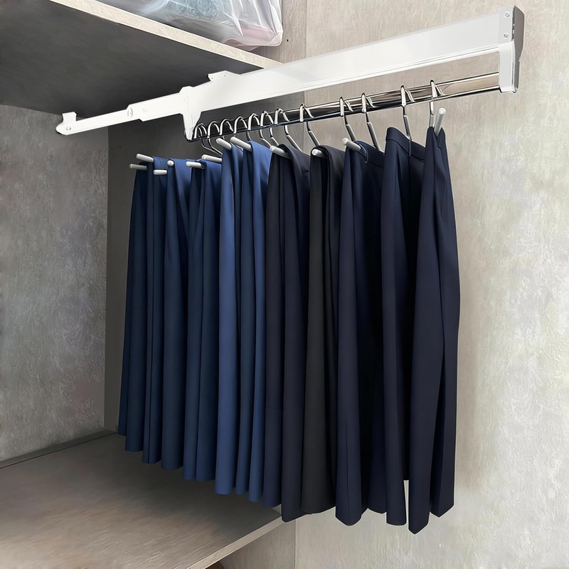 Extendable Pull-Out Closet Valet Rod, Pull Out Clothes Hanger Rail