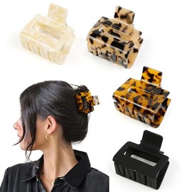 TEBIEKOY- Pinzas para el pelo para mujer, 4 unidades, 2 pinzas pequeñas, pinzas para el pelo con diseño de leopardo y caparazón de tortuga, para cabel