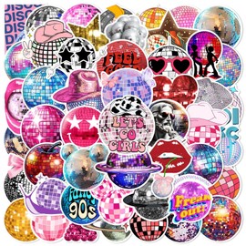 Disco Sticker Set 50 Pieces Cute Decoration for Car Laptop Skateboard Bicycle Moped Motorcycle Bicycle Computer Suitable for Adults Children