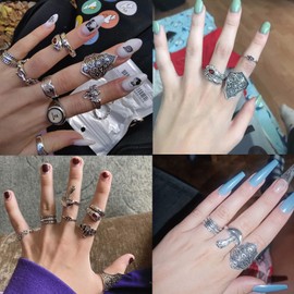 8PCS Boho Rings Set for Women Teen Girls Mushroom Finger Rings Knuckle Stacking Rings Vintage Joint Stackable Rings Set