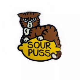 Kolorspun Sour Puss Bitter Cat Enamel Pin for Fitted Hat, Funny Enamel Pin, Cute Hat Pin