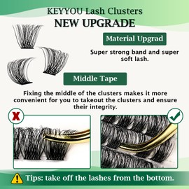 Lash Clusters,96 Pcs Cluster Lashes D Curl 18mm DIY Lash Extensions Eyelash Clusters,KEYYOU Volume Wispy Individual Lashes Soft&Comfortable Easy DIY at Home(Y11,D-18mm)