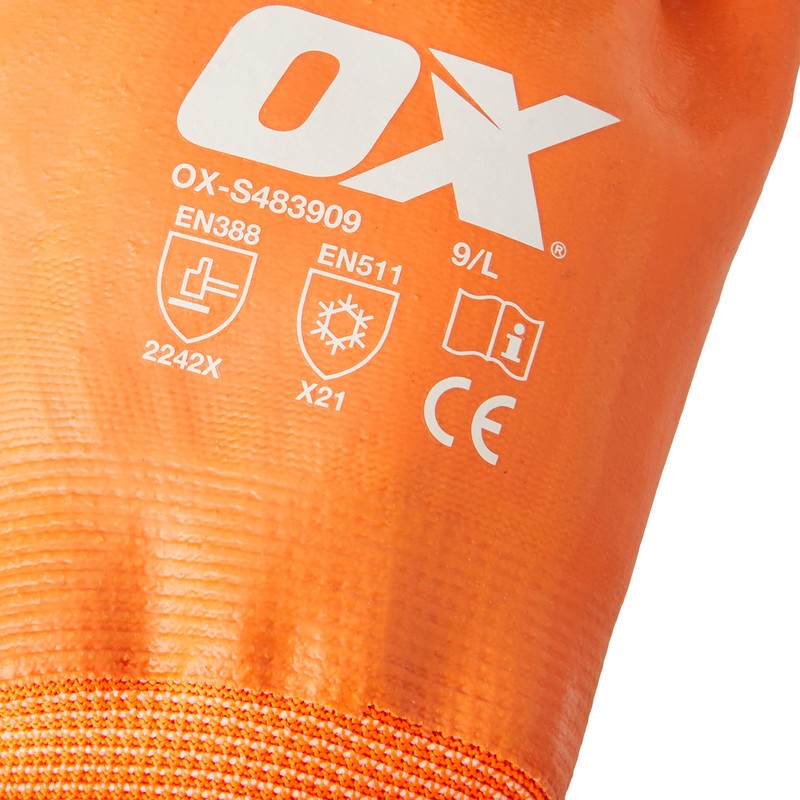 OX Waterproof Thermal Latex Glove Size 9 / Large