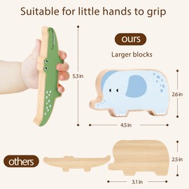 PairPear Large Wooden Animal Stacking Blocks for Toddlers, Montessori Toys Building Stacking Toys & Bag, Educational Balancing Activity Toy for Kids Toys Age 18 Months+