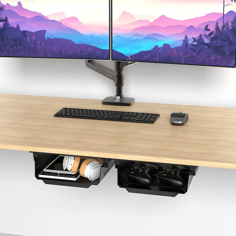 YaGee Under Desk Shelf, 2 Pack, Self-Adhesive Device Storage, Great