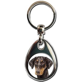 KAZMUGZ Doberman Dog KEYRING. Heavy quality metal gift keyring. Double sided keychain. Puppy Dog Pet gift.