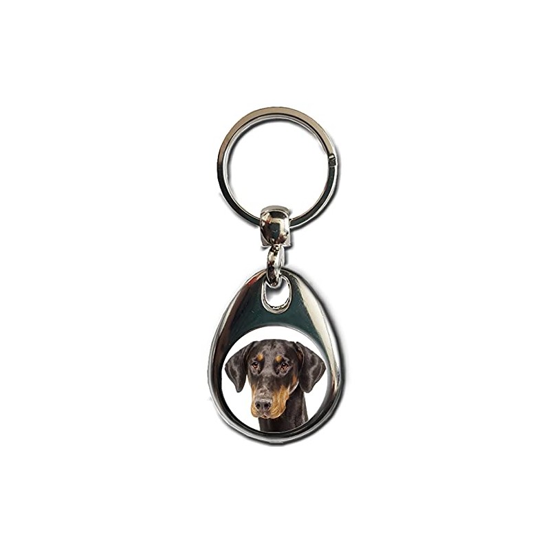 KAZMUGZ Doberman Dog KEYRING. Heavy quality metal gift keyring. Double
